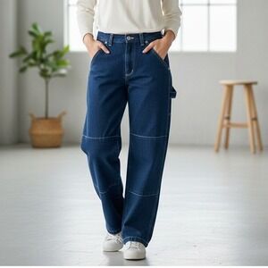 B.U.M. Equipment Dark Wash Carpenter Jeans Wide Leg‎ Baggy Denim - Size 14